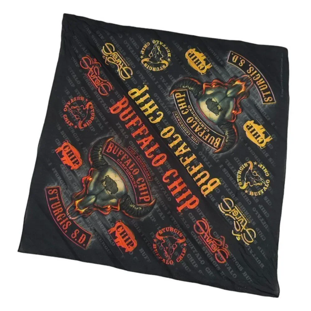 Sturgis South Dakota Handkerchief Scarf 2009 Buffalo Chip Campground Black